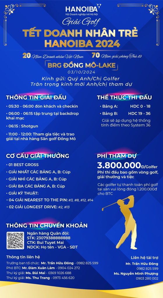 Poster Giải Golf Tết Doanh Nhân Trẻ HANOIBA 2024