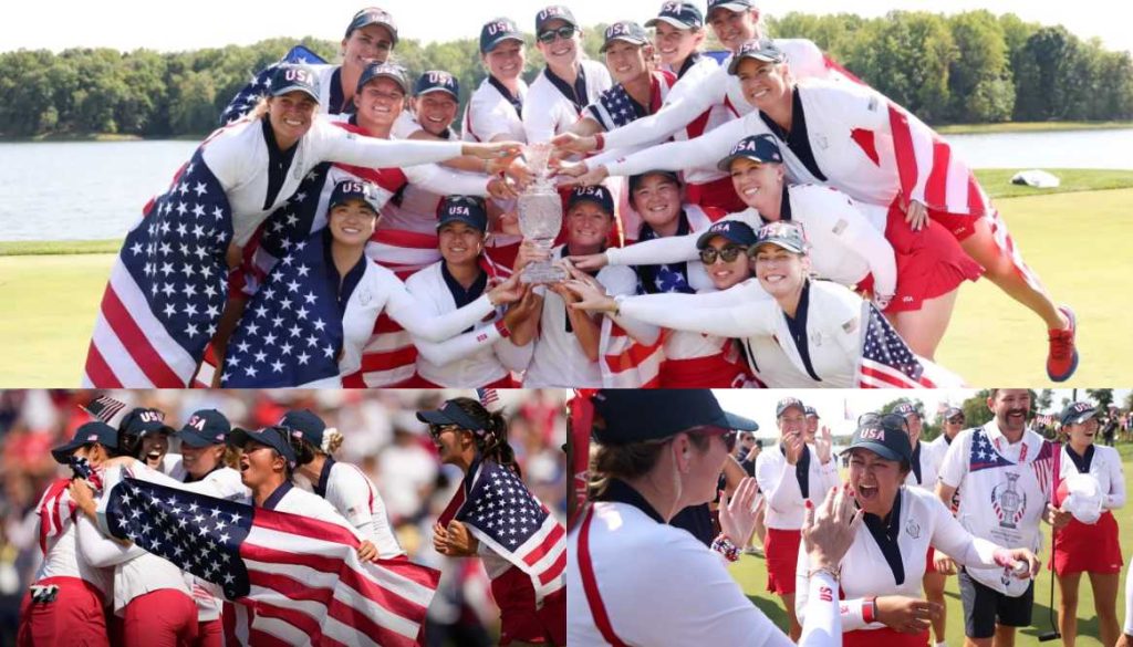 Đội tuyển Mỹ ăn mừng chiến thắng tại Solheim Cup 2024