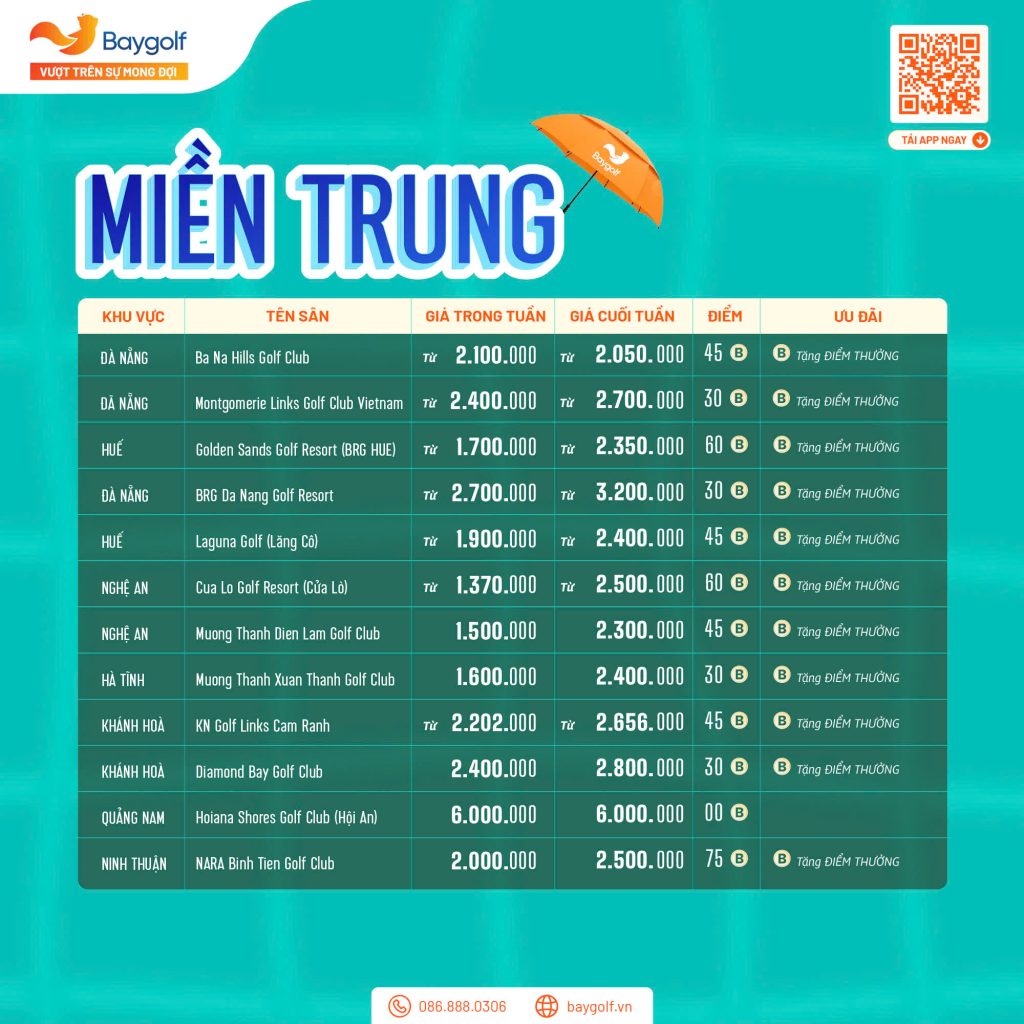 bảng giá sân golf tháng 5