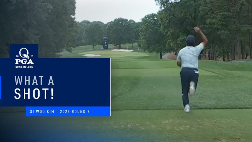 Si Woo Kim ăn mừng sau cú hole-in-one lịch sử tại hố số 6 PGA Championship 2025
