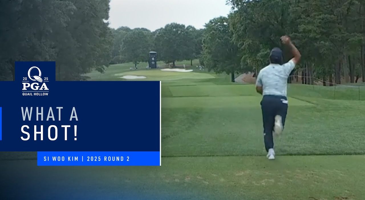 Si Woo Kim ăn mừng sau cú hole-in-one lịch sử tại hố số 6 PGA Championship 2025