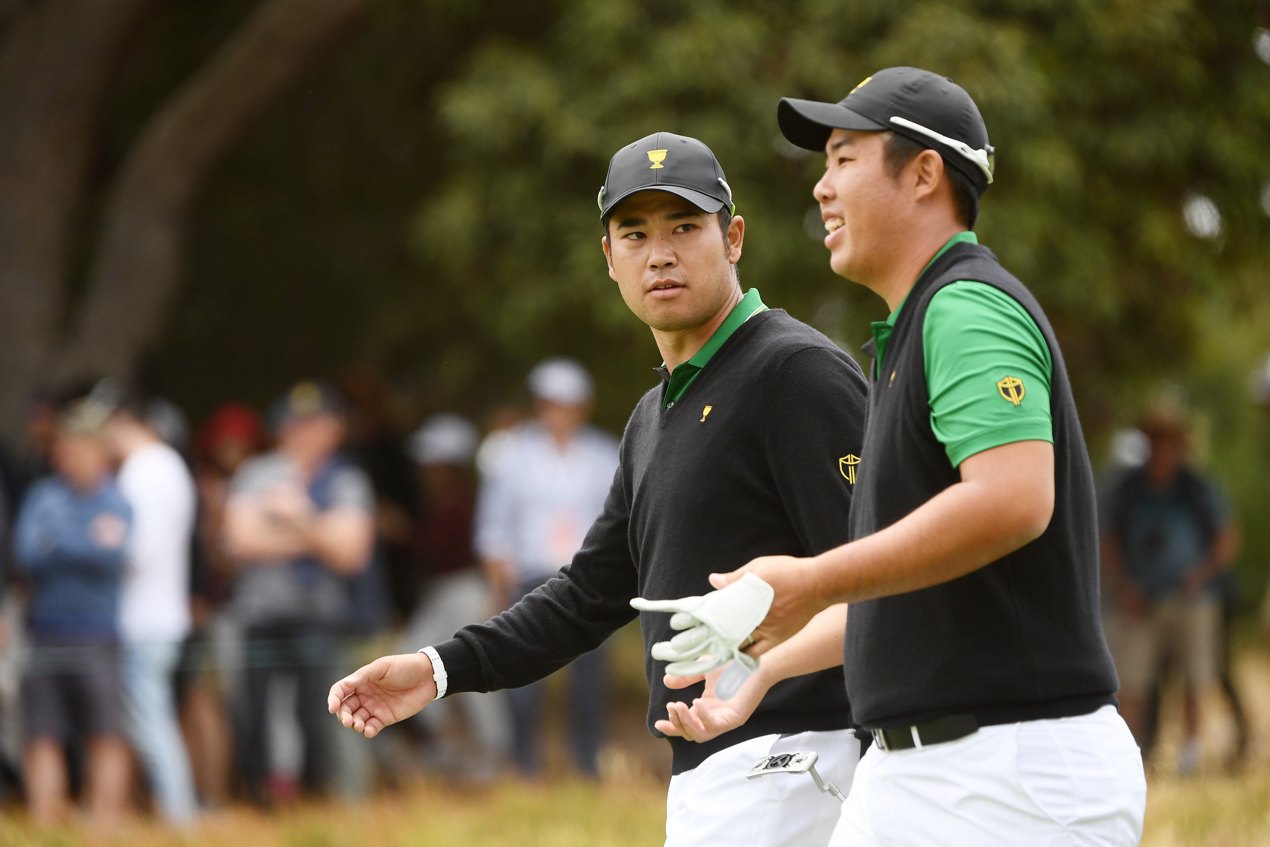 Hideki Matsuyama with Byeong Hun An at the 2019 Presidents Cup. Mandatory Credit Getty Images