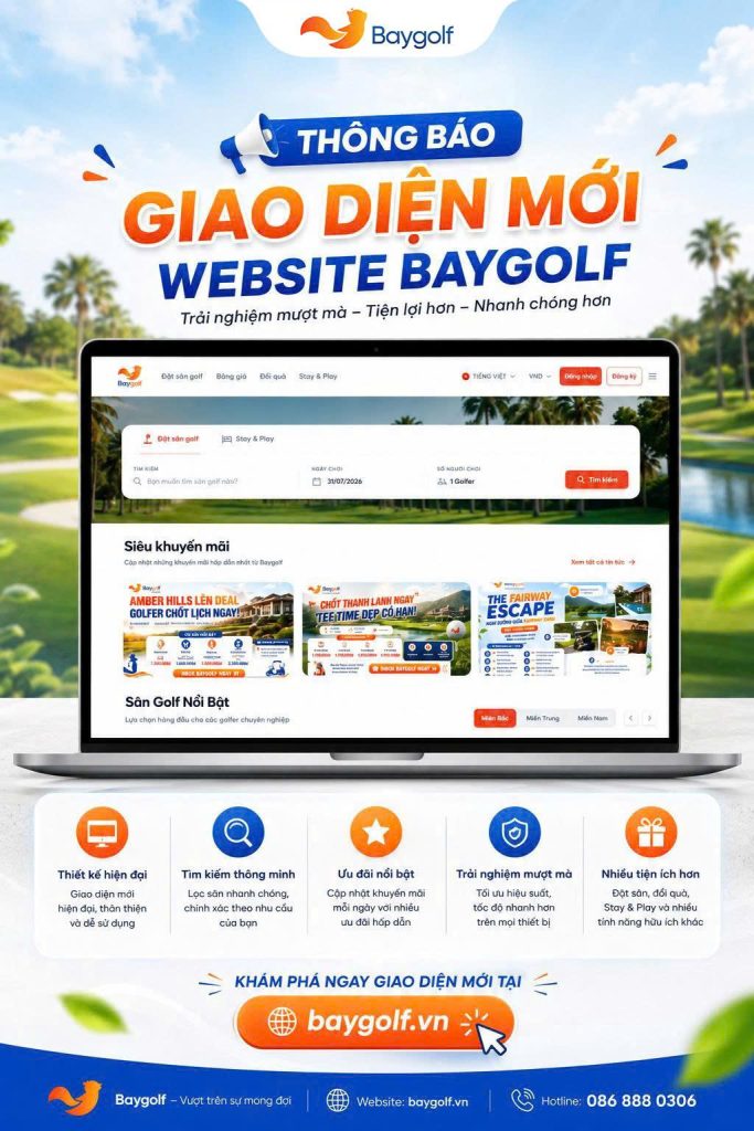 Website Baygolf: Giao diện mới đặt sân nhanh hơn 2 website Baygolf