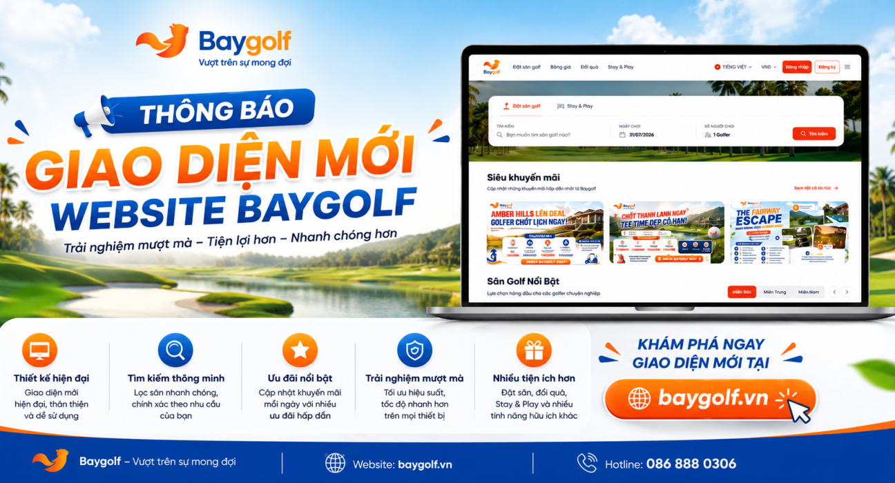 Website Baygolf: Giao diện mới đặt sân nhanh hơn 1 website Baygolf