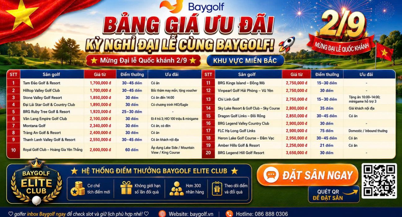 bảng giá sân golf dịp 2/9