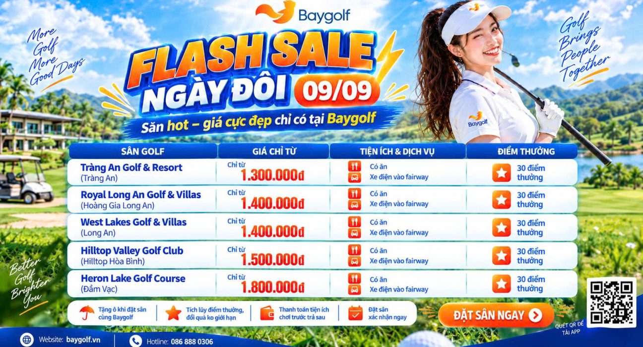 Flash Sale golf 9/9: 5 sân hot all tee-time chỉ từ 1.300K cùng Baygolf 1 Flash Sale golf 9/9