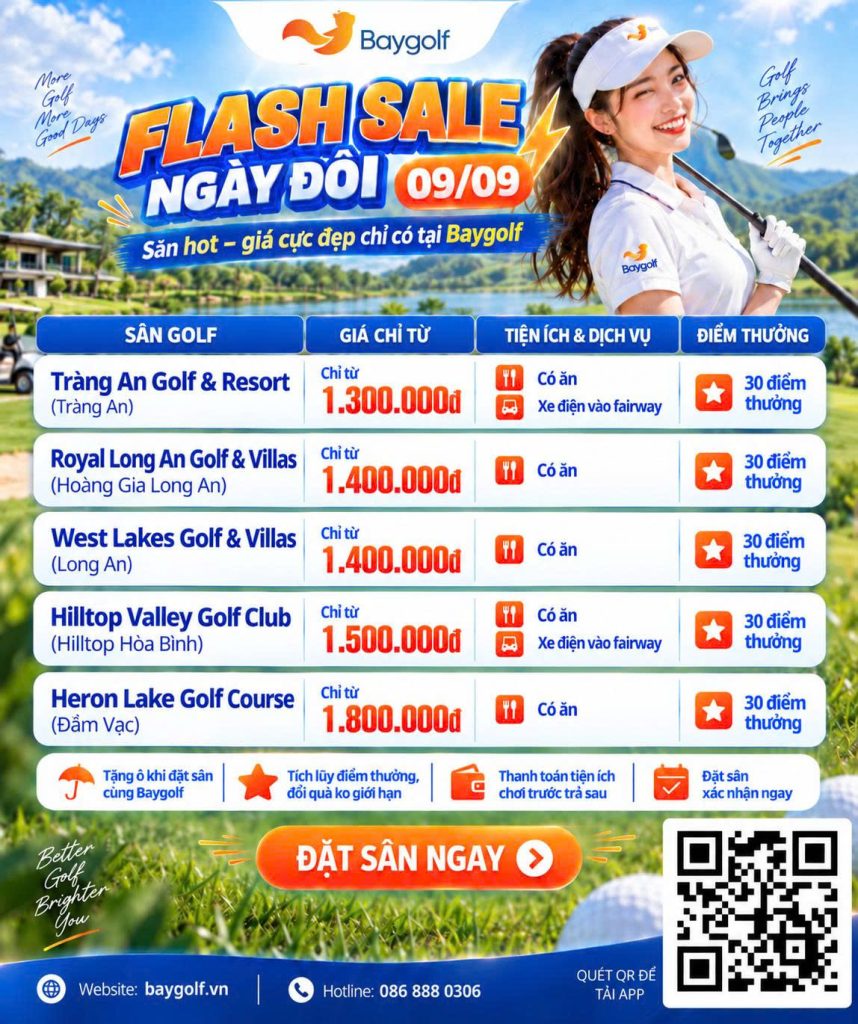 Flash Sale golf 9/9: 5 sân hot all tee-time chỉ từ 1.300K cùng Baygolf 2 Flash Sale golf 9/9