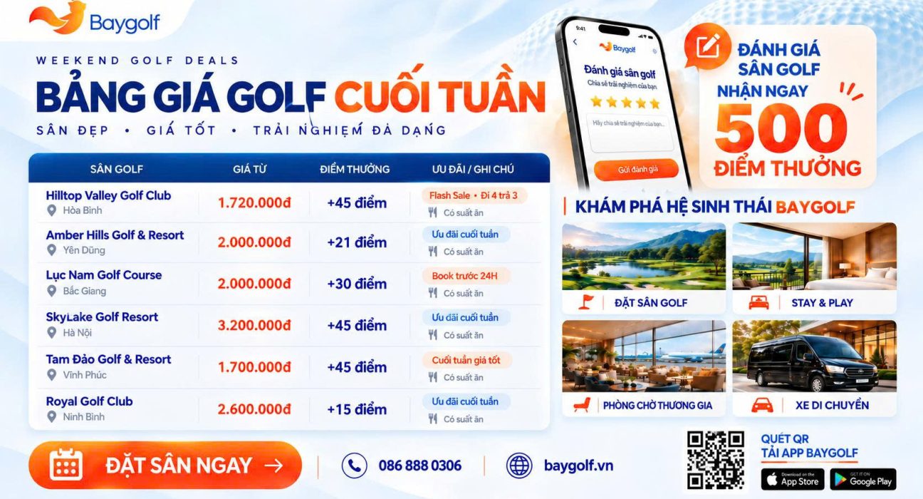 Flash Sale sân golf cuối tuần: 6 sân giá từ 1.700K 1 Flash Sale sân golf cuối tuần